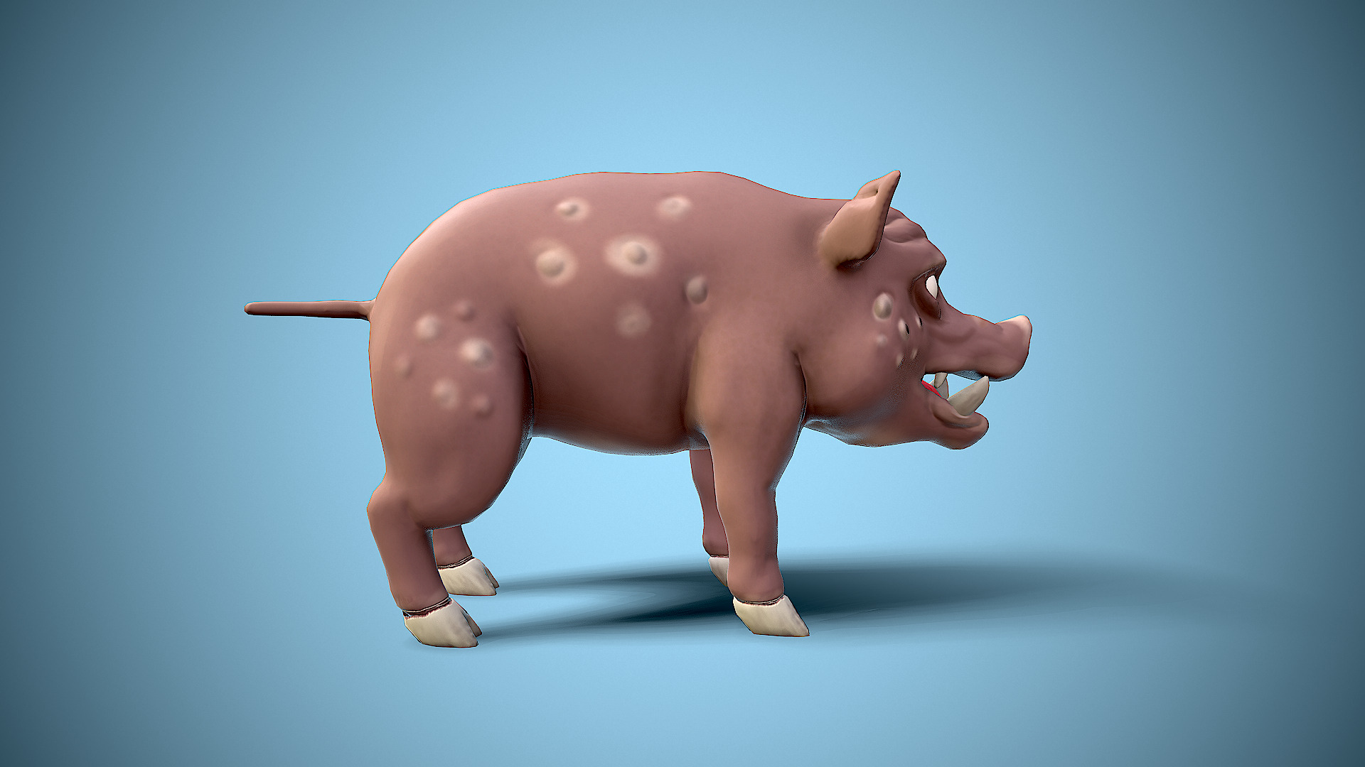 cartoon wild boar Low-poly 3D model_6