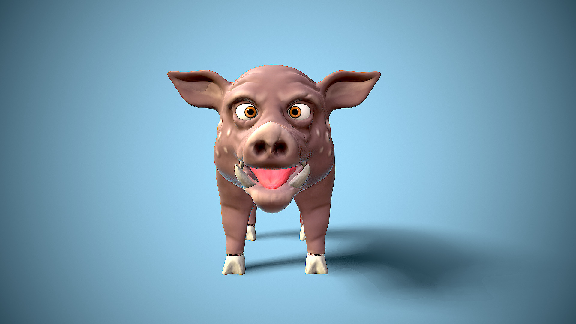 cartoon wild boar Low-poly 3D model_10