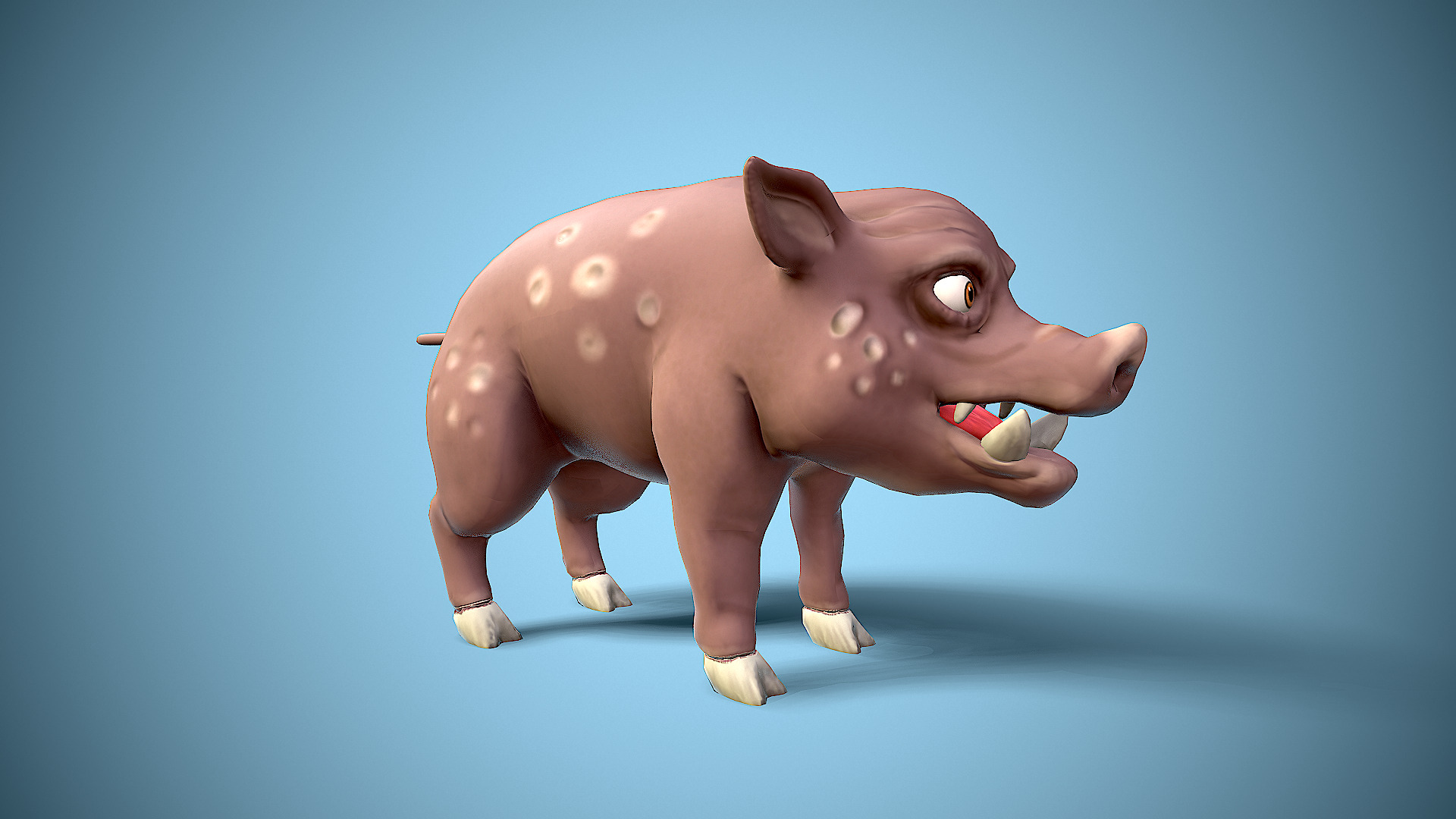 cartoon wild boar Low-poly 3D model_5