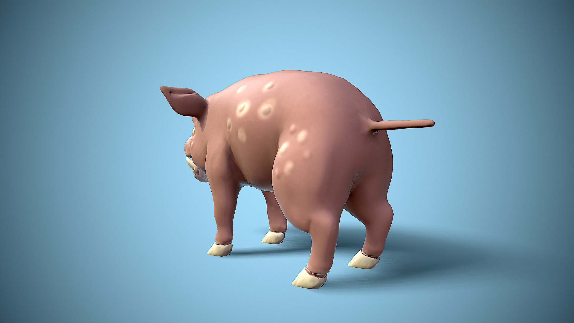 cartoon wild boar Low-poly 3D model_9