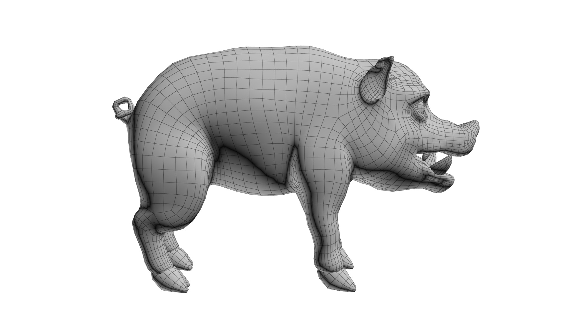cartoon wild boar Low-poly 3D model_14