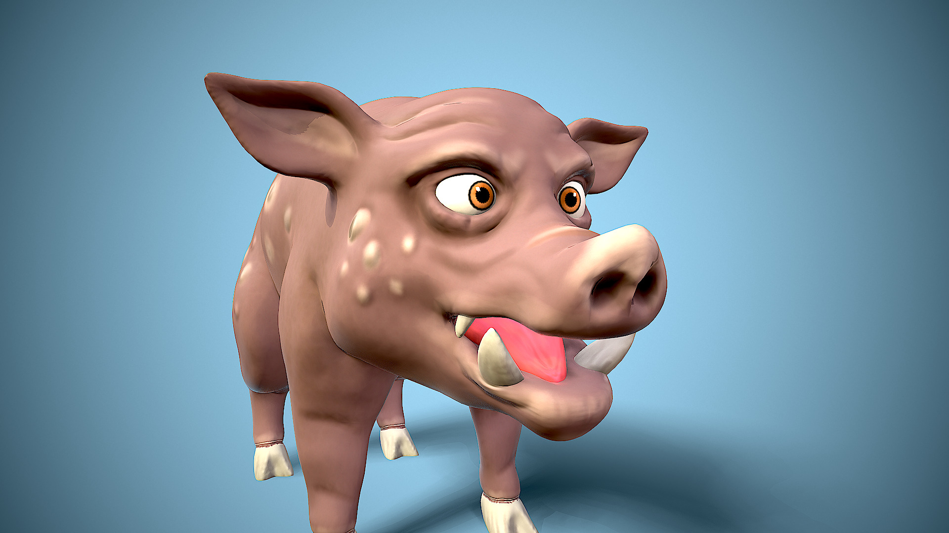 cartoon wild boar Low-poly 3D model_12
