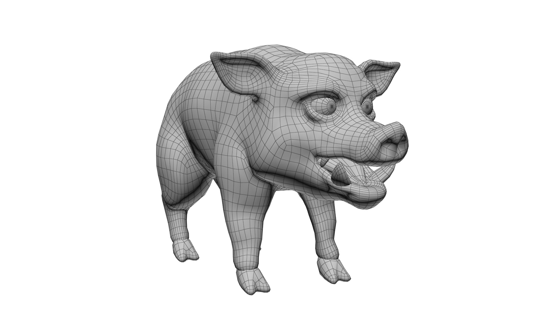 cartoon wild boar Low-poly 3D model_13