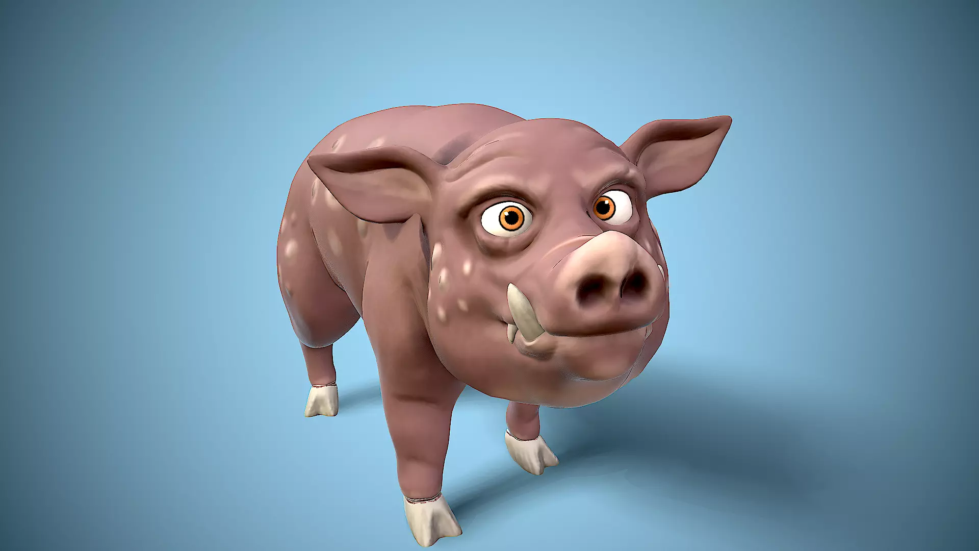 cartoon wild boar Low-poly 3D model_0