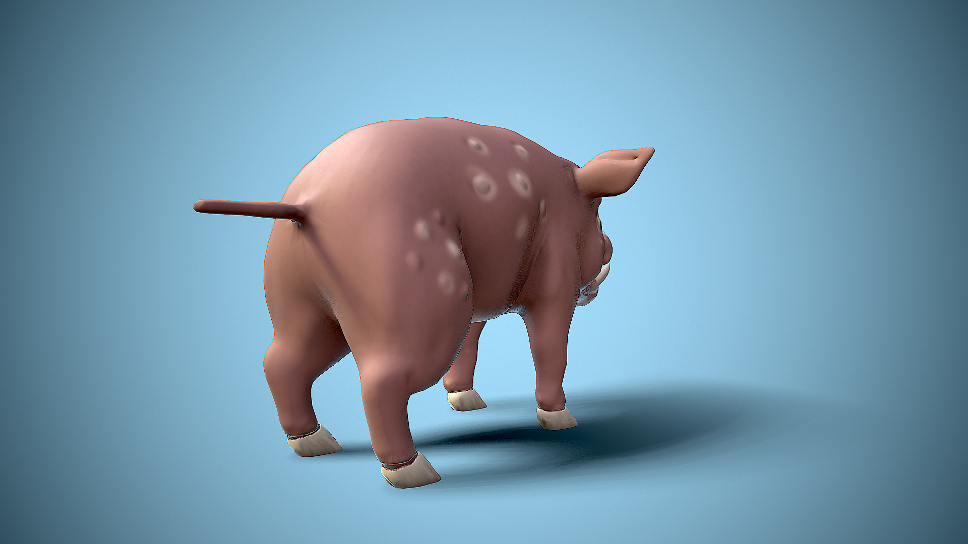 cartoon wild boar Low-poly 3D model_7