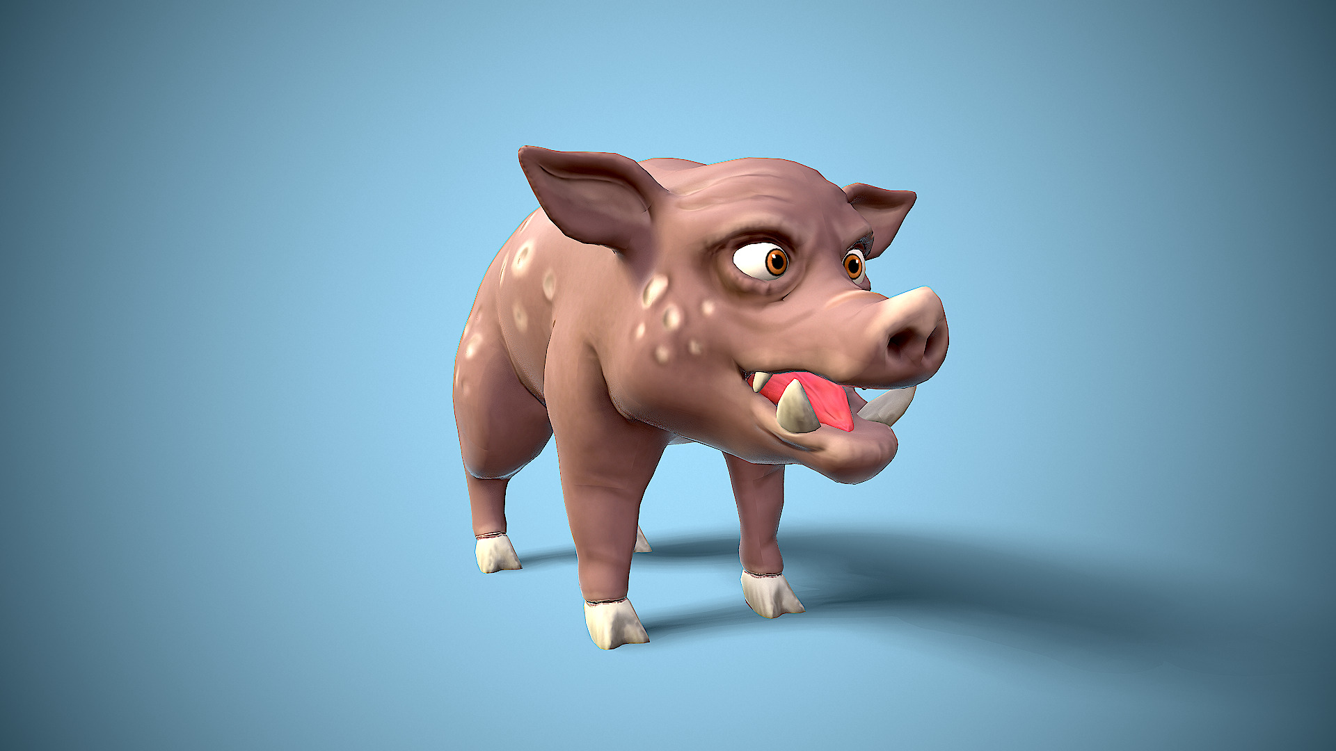 cartoon wild boar Low-poly 3D model_2