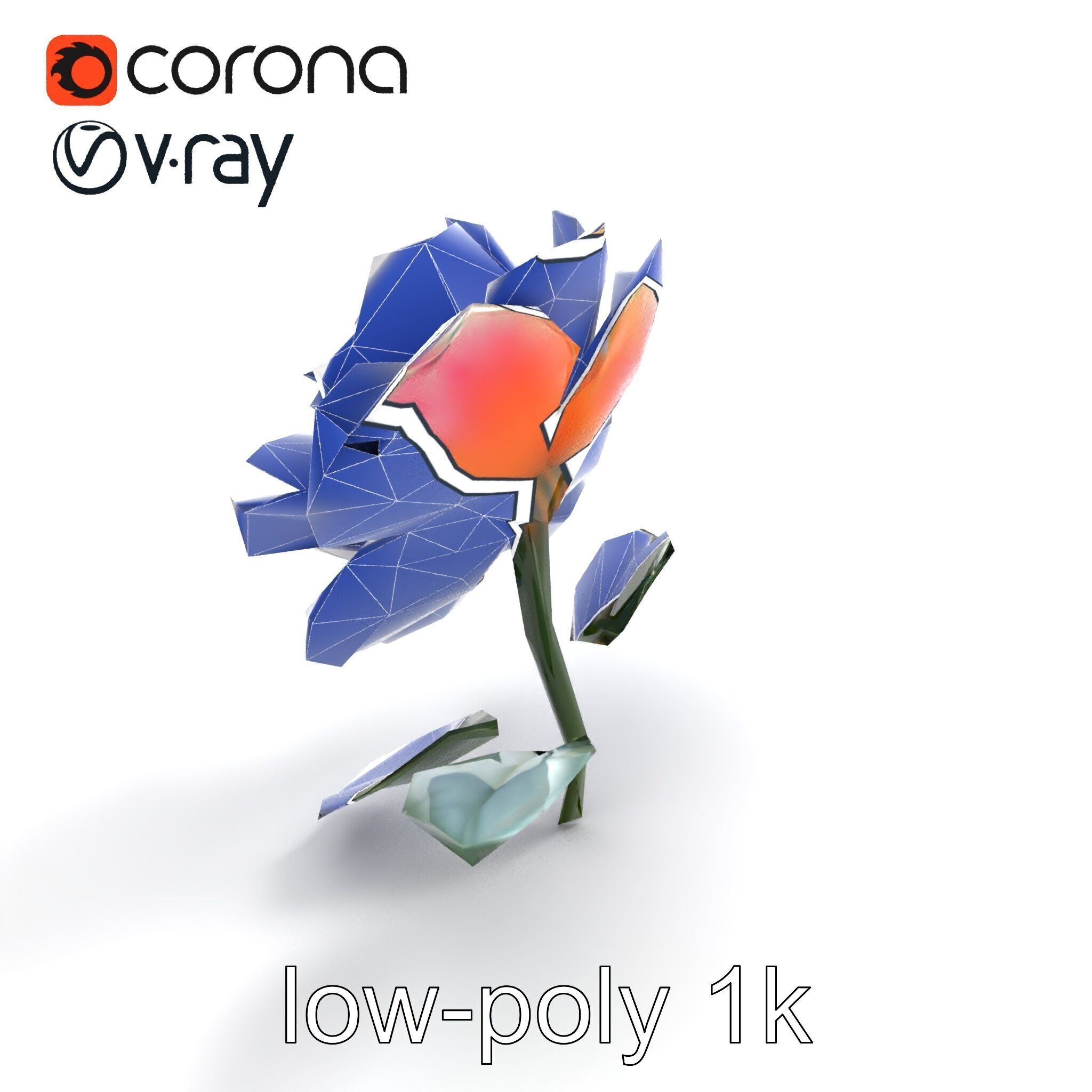 Rosa Double Bloom Model Pack Low-poly 3D model_28