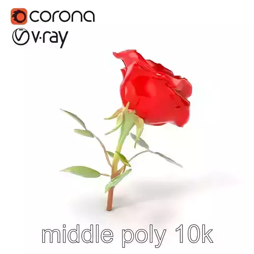 Red Rose Blossom Detailed Sculpture model pack