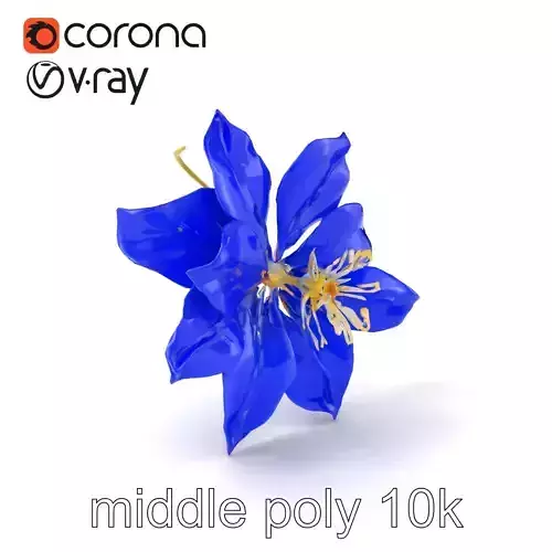 Blue Clematis Detailed Flower Sculpture model pack