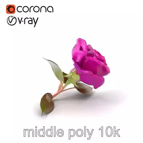 Rosa Purple Velvet Flower Sculpture model pack