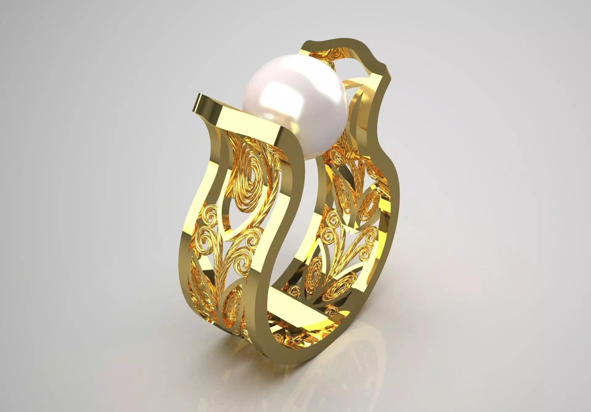 pearl gold ring pr0010 3D print model