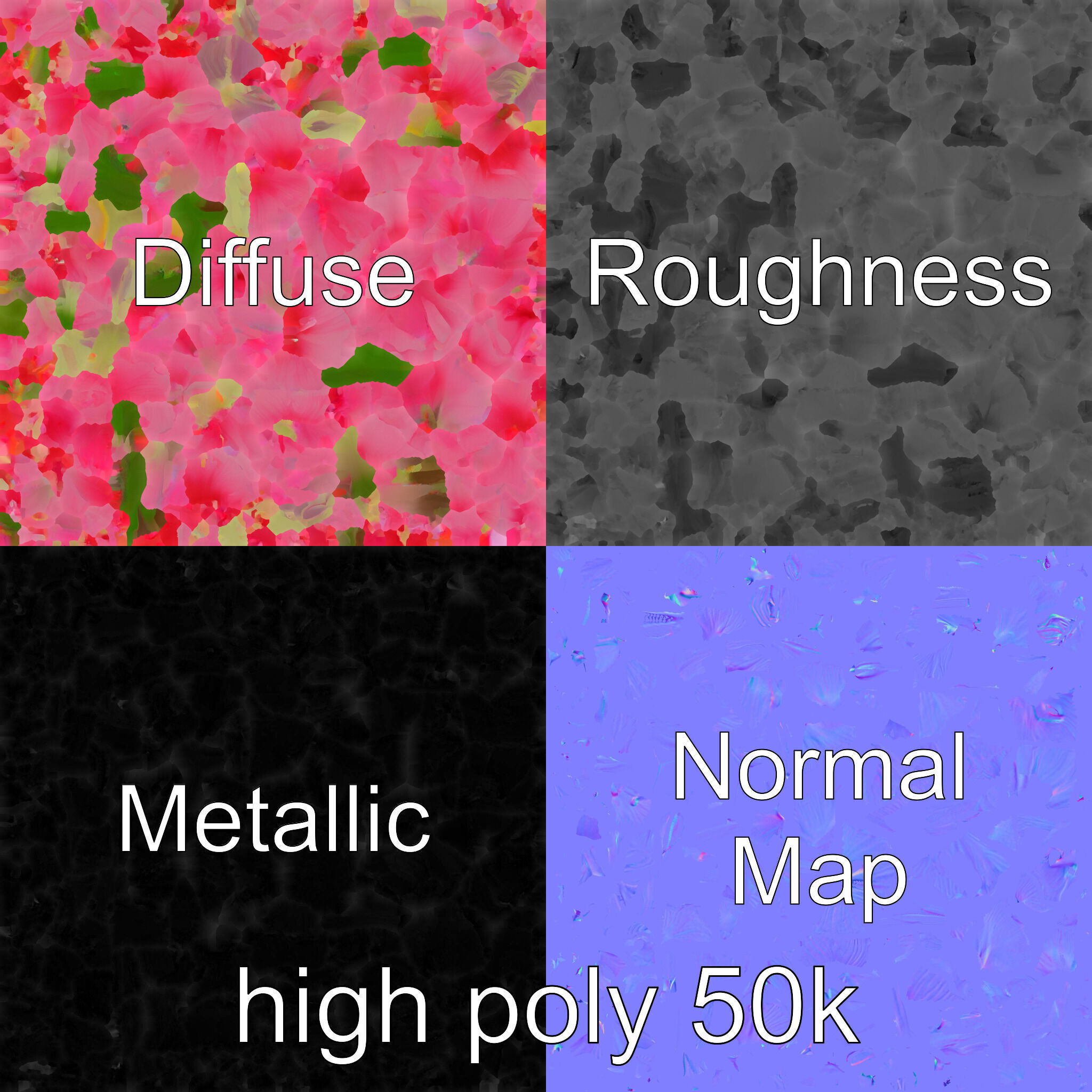 Gladiolus Pink Flower Botanical model pack Low-poly 3D model_3