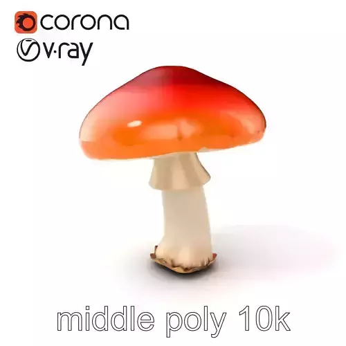 Classic Red-Cap Mushroom model pack with Detailed Textures Low-poly 3D model