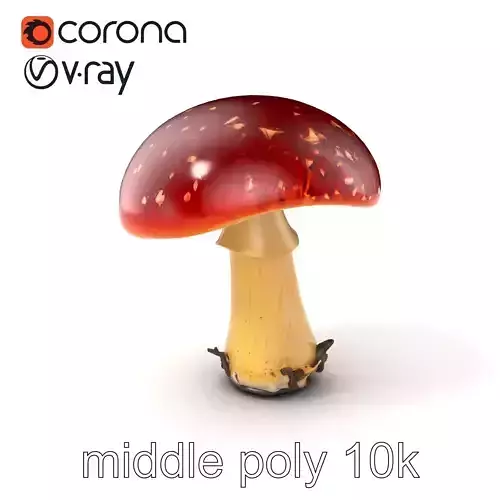 Cracked Red-Cap Mushroom Rugged Texture model pack Low-poly 3D model