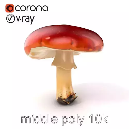 Autumn Red-Cap Mushroom Realistic model pack Low-poly 3D model