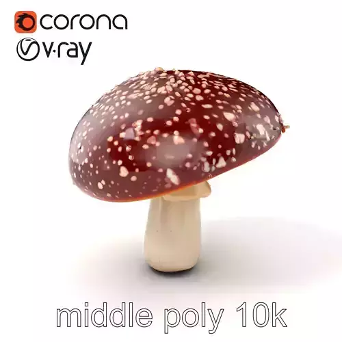 Speckled Red-Cap Mushroom 3D model pack Low-poly 3D model