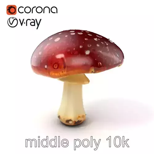 Dewy Red-Cap Mushroom 3D Model Pack Low-poly 3D model