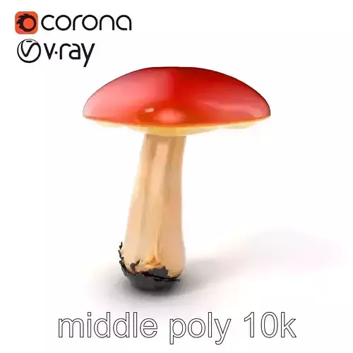 Elegant Slim Red-Cap Mushroom model pack Low-poly 3D model