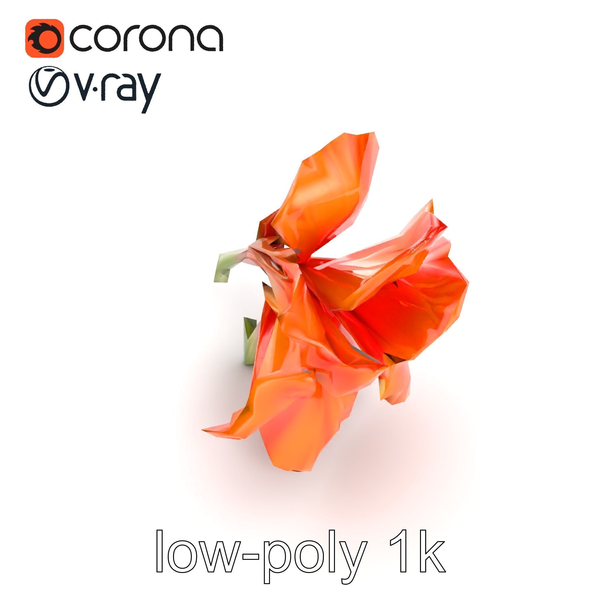 Vivid Orange Gladiolus Flower Detailed Model Pack Low-poly 3D model_20