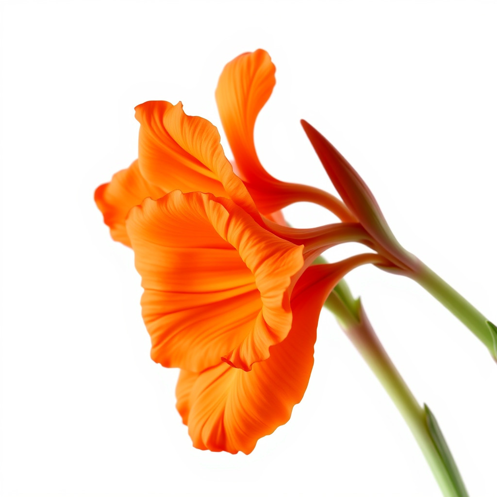 Vivid Orange Gladiolus Flower Detailed Model Pack Low-poly 3D model_3