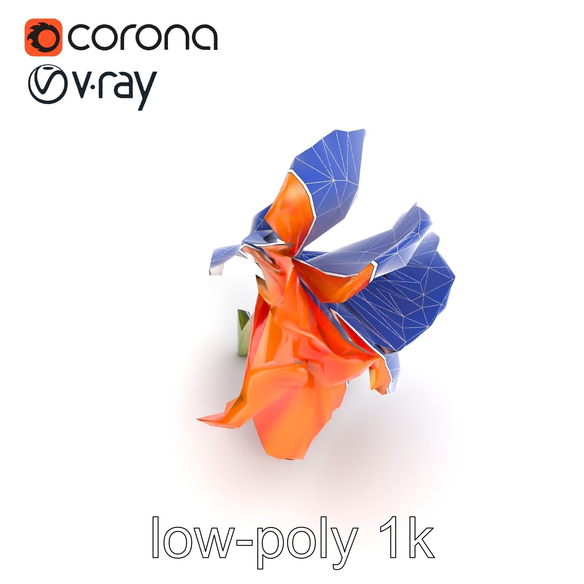 Vivid Orange Gladiolus Flower Detailed Model Pack Low-poly 3D model_13