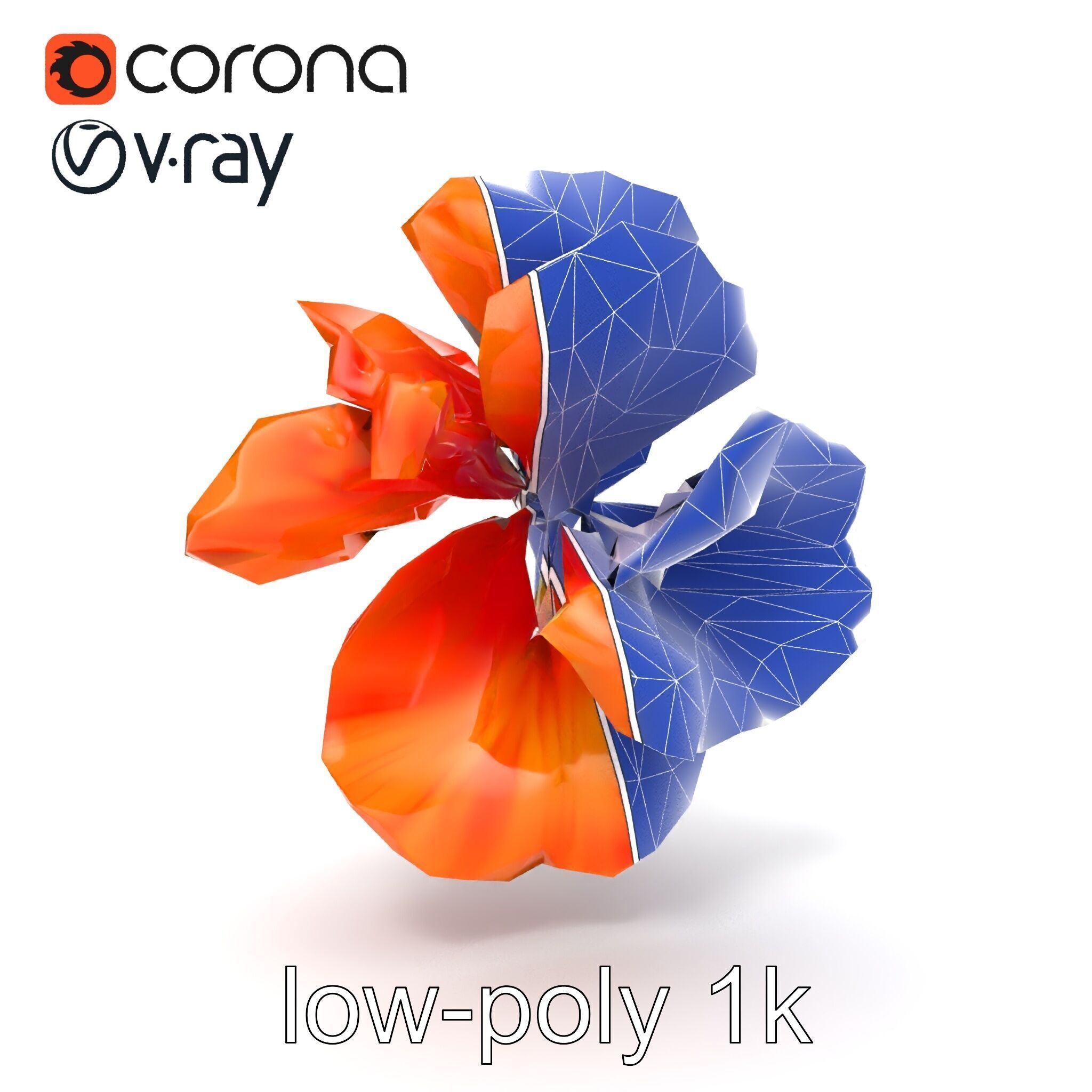 Vivid Orange Gladiolus Flower Detailed Model Pack Low-poly 3D model_28