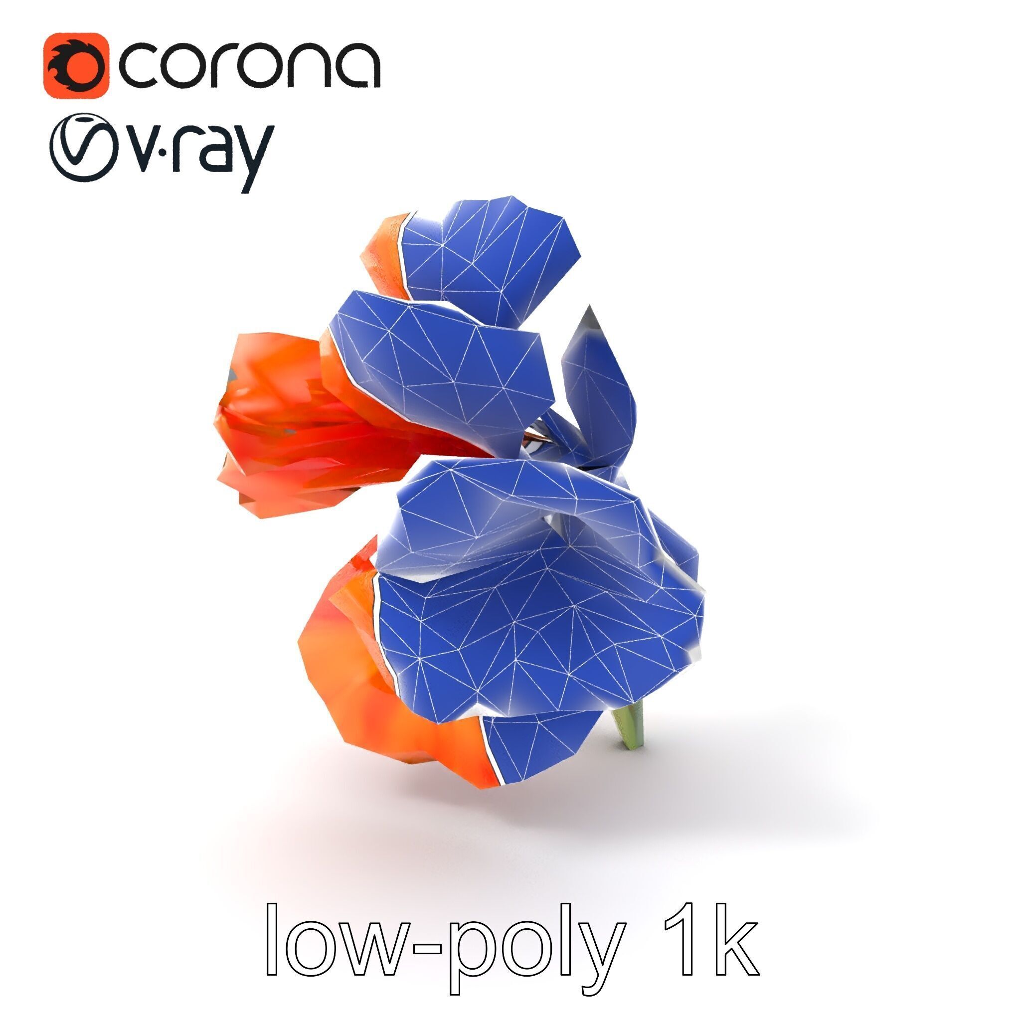 Vivid Orange Gladiolus Flower Detailed Model Pack Low-poly 3D model_6