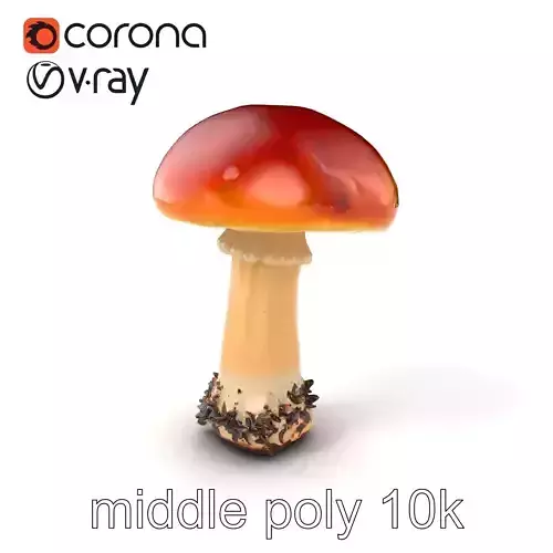 Mature Red-Cap Mushroom 3D Model Pack Low-poly 3D model