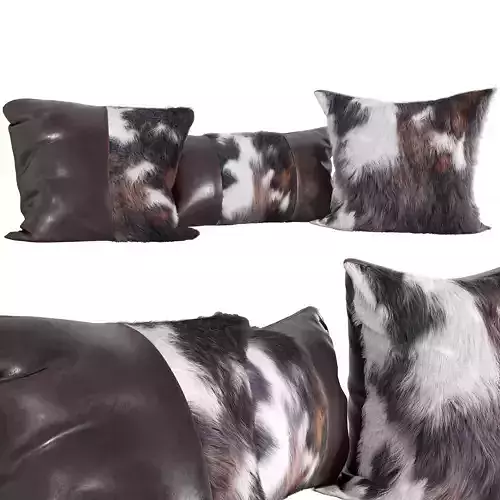 Leather Pillows with Cow Fur