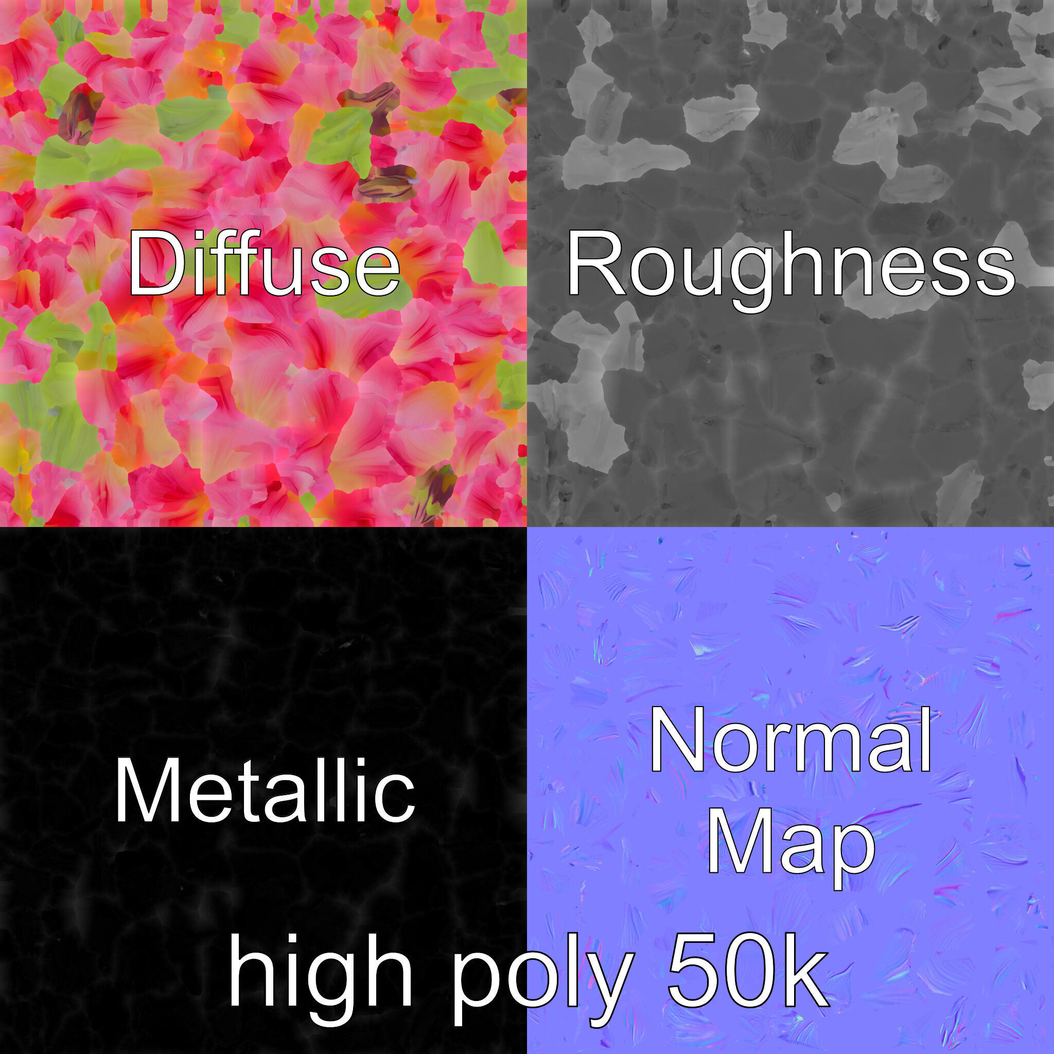 Gladiolus Grandiflorus Flora Sculpture model pack Low-poly 3D model_3