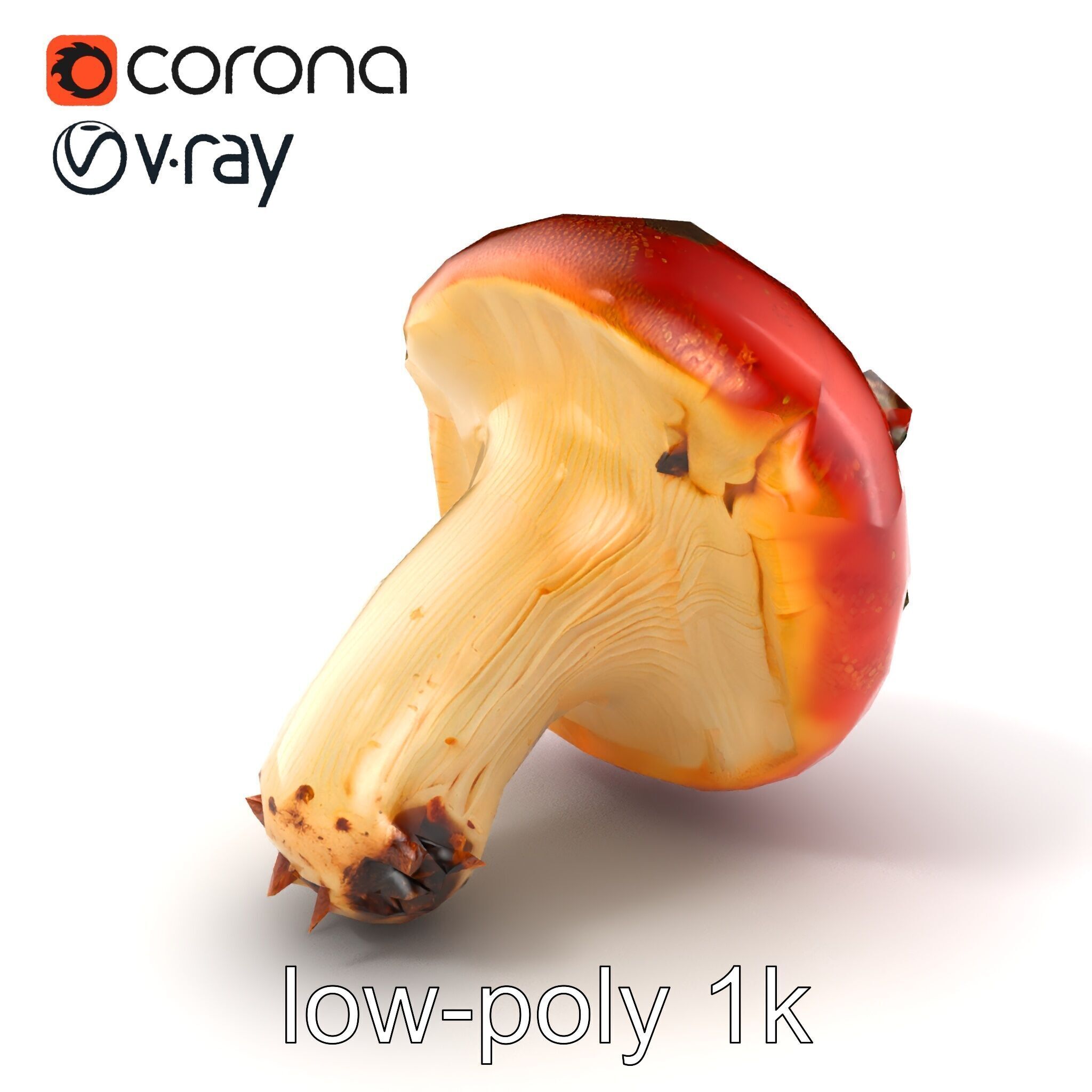 Damaged Red-Cap Mushroom Realistic Texture model pack Low-poly 3D model_5