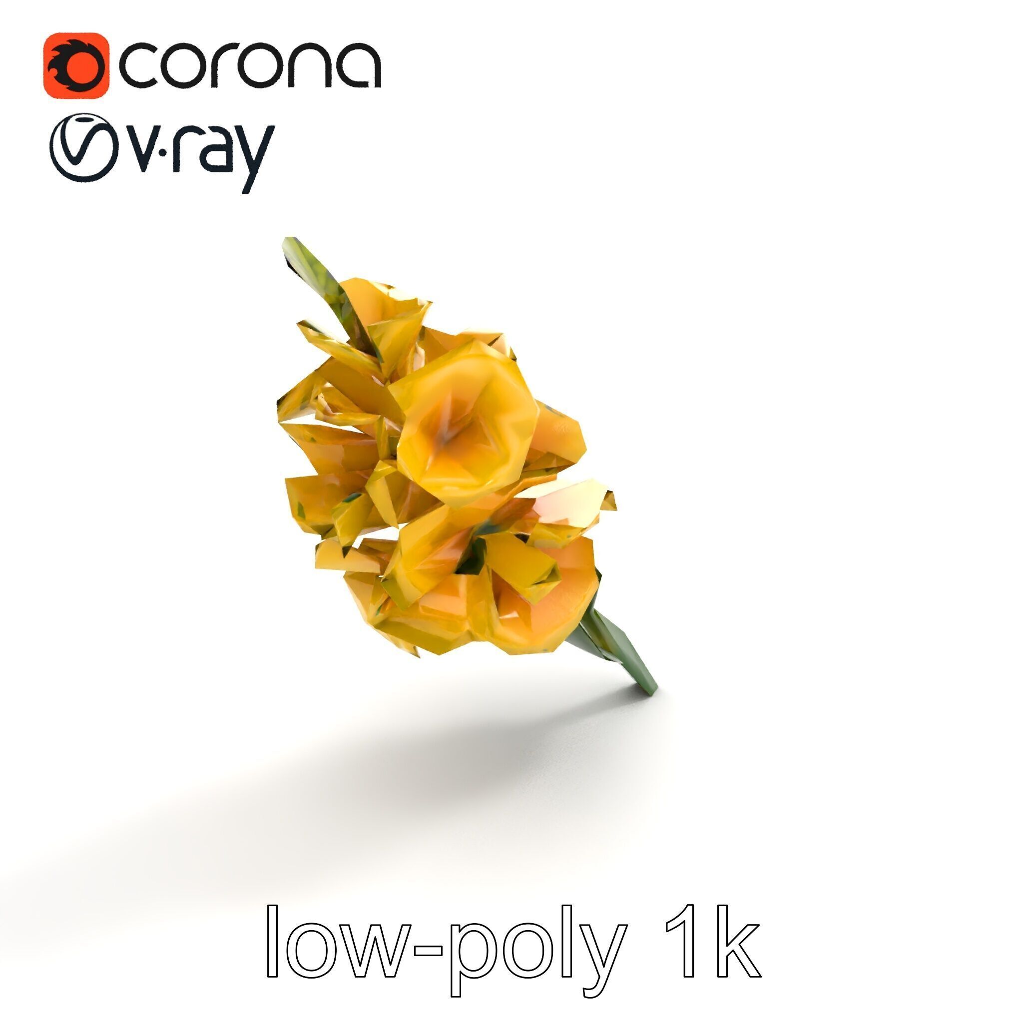 Gladiolus Yellow Flower Detailed Botanical Model Pack Low-poly 3D model_9