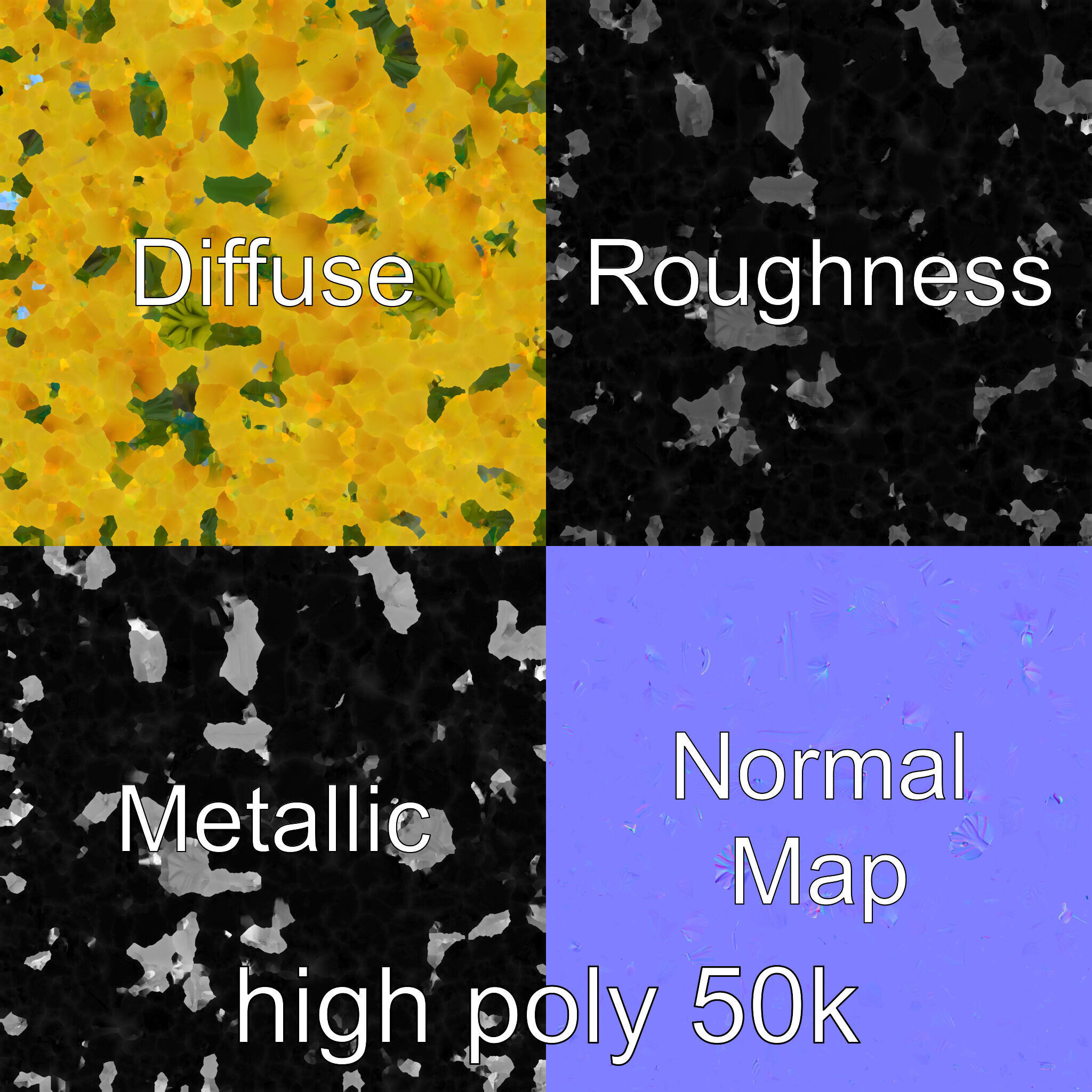 Gladiolus Yellow Flower Detailed Botanical Model Pack Low-poly 3D model_3