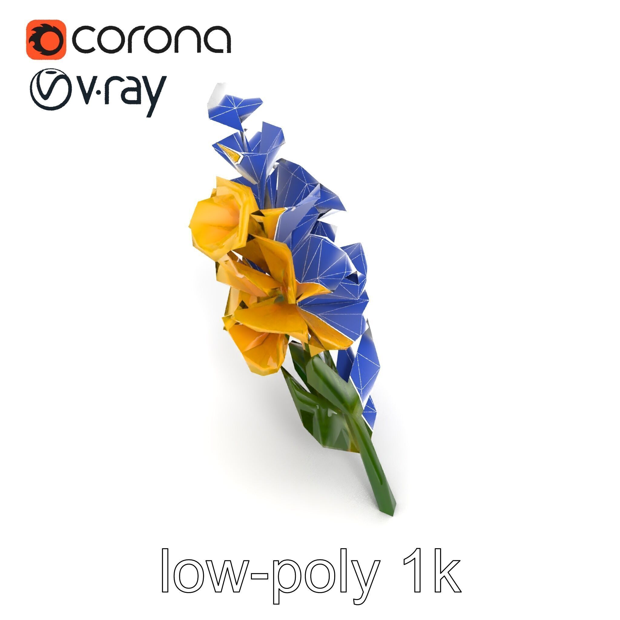 Gladiolus Yellow Flower Detailed Botanical Model Pack Low-poly 3D model_29