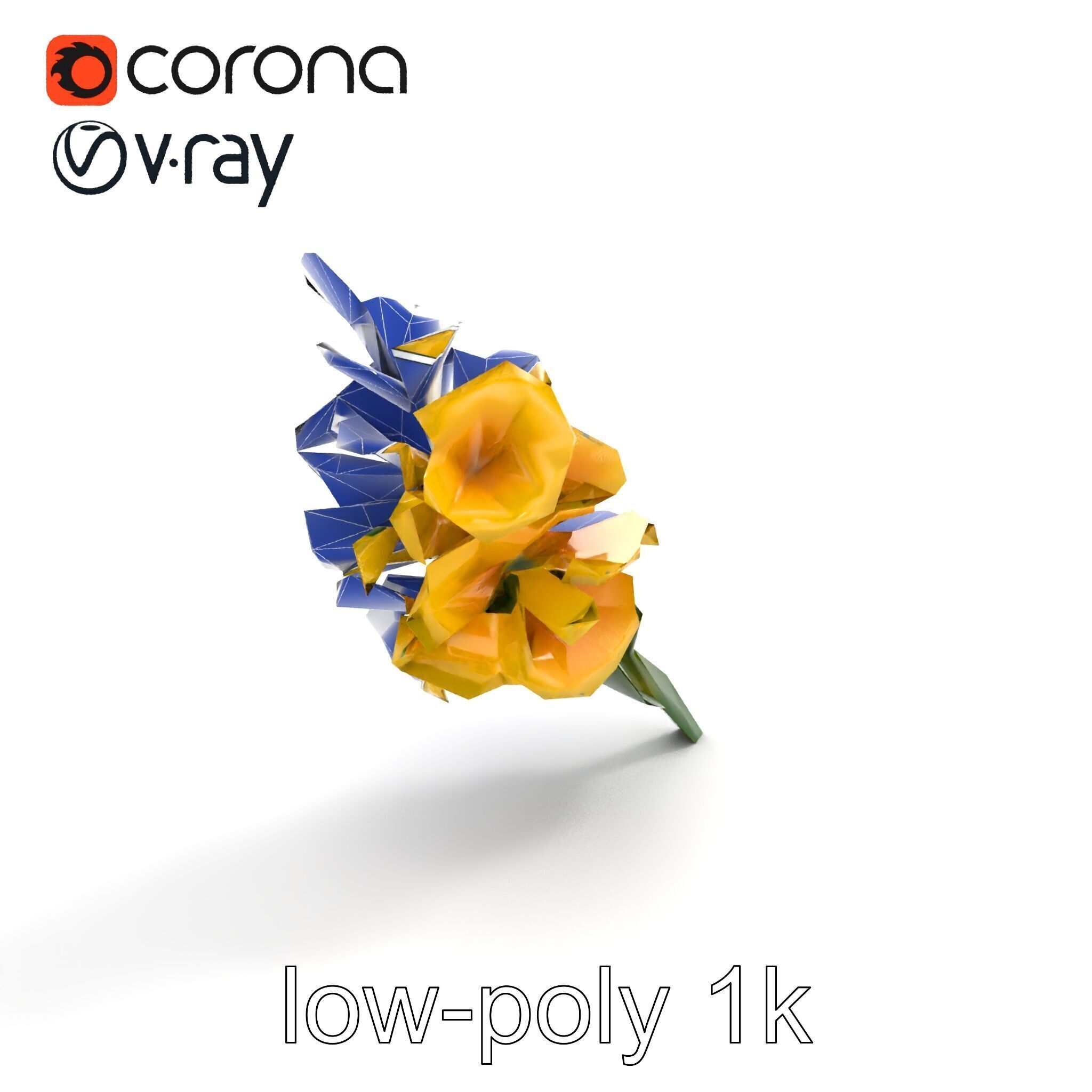 Gladiolus Yellow Flower Detailed Botanical Model Pack Low-poly 3D model_22