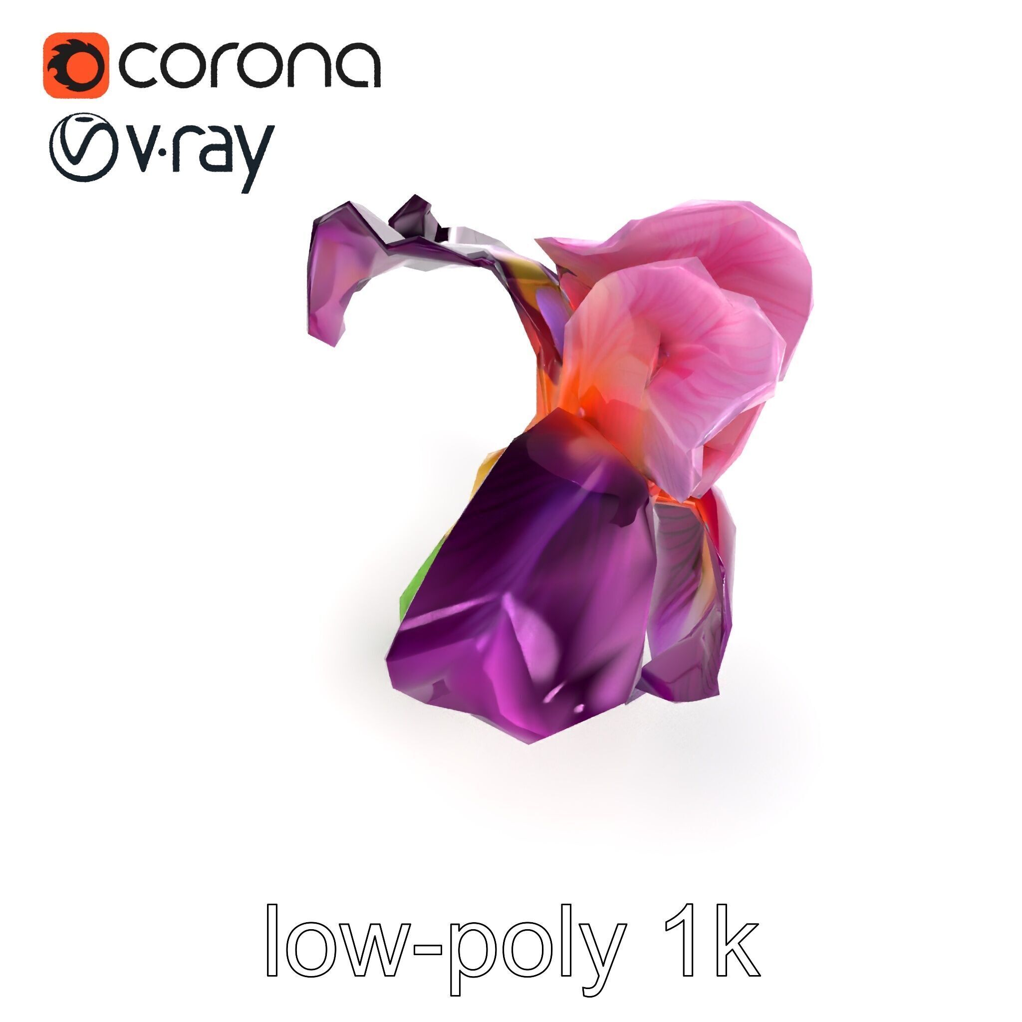 Graceful Iris Floral Sculpture model pack Low-poly 3D model_19