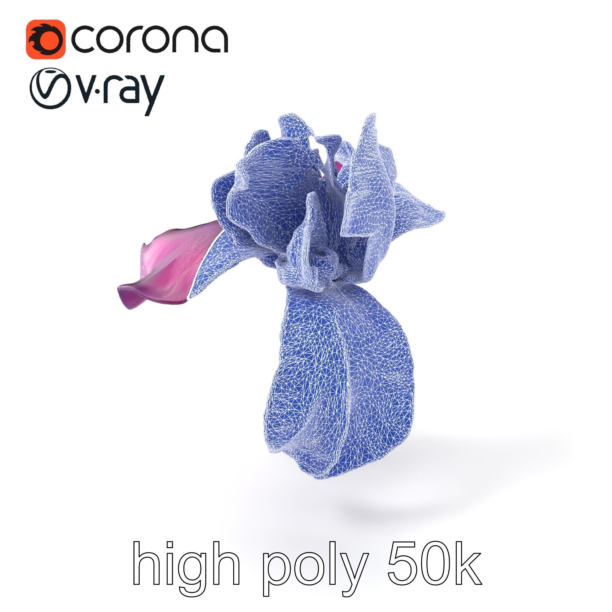 Graceful Iris Floral Sculpture model pack Low-poly 3D model_1
