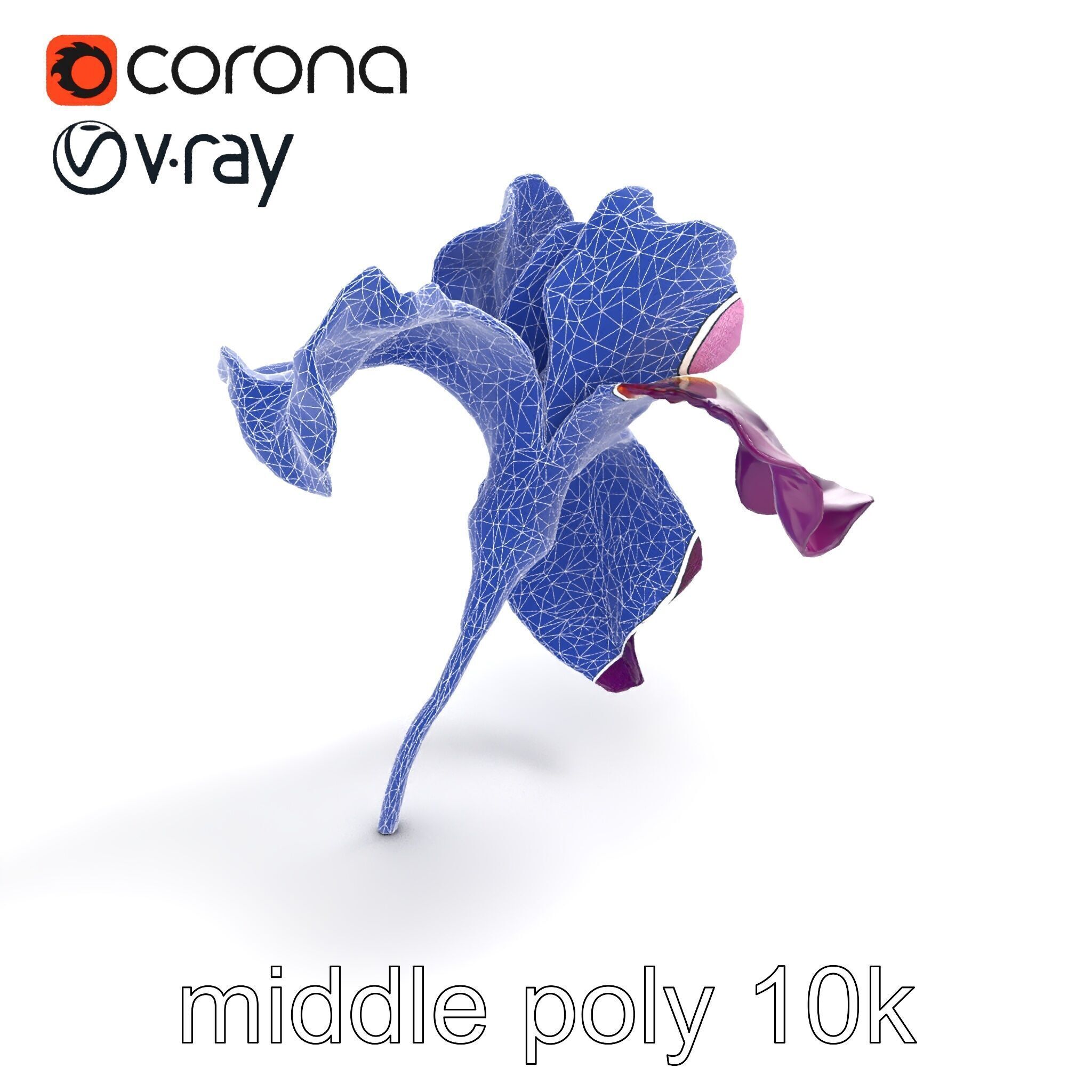 Graceful Iris Floral Sculpture model pack Low-poly 3D model_10