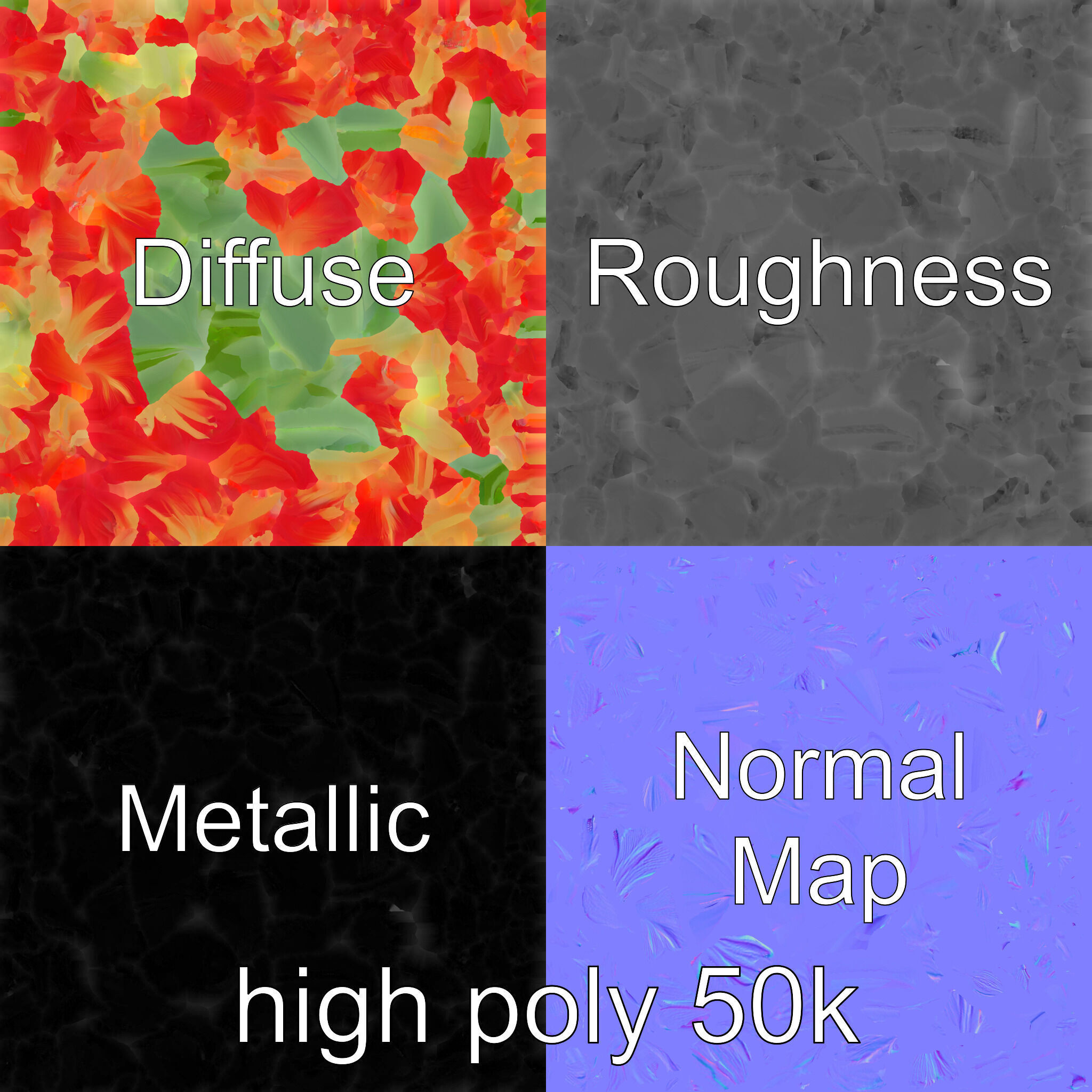 Miniature Gladiolus Flower Realistic Petal Model Pack Low-poly 3D model_3