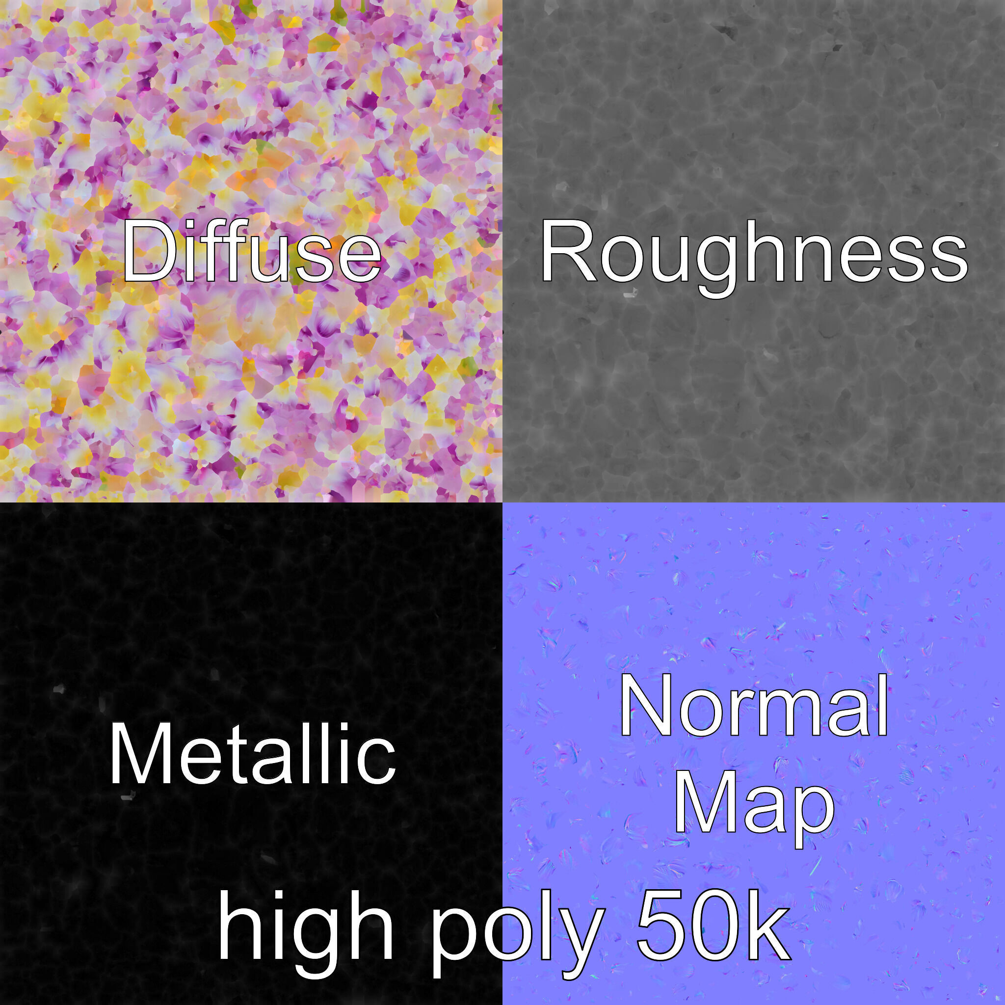 Bicolor Hyacinth Flower Gradient Petal model pack Low-poly 3D model_3