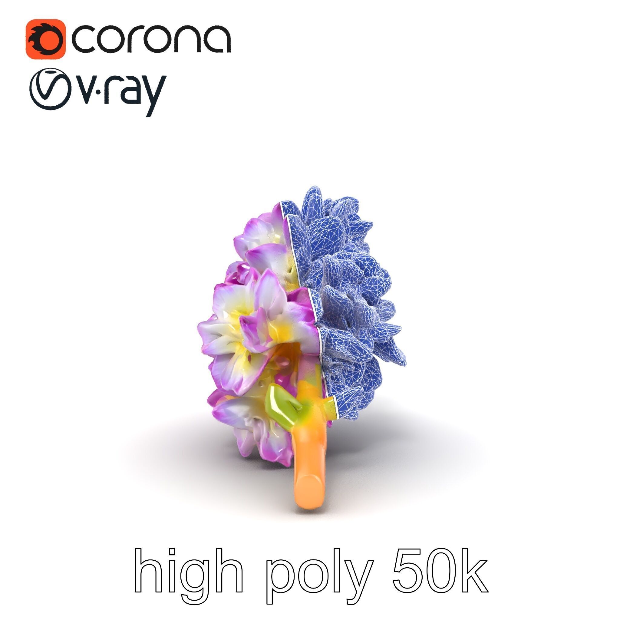 Bicolor Hyacinth Flower Gradient Petal model pack Low-poly 3D model_30