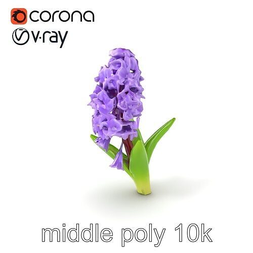 Purple Hyacinth Floral Sculpture model pack Low-poly 3D model
