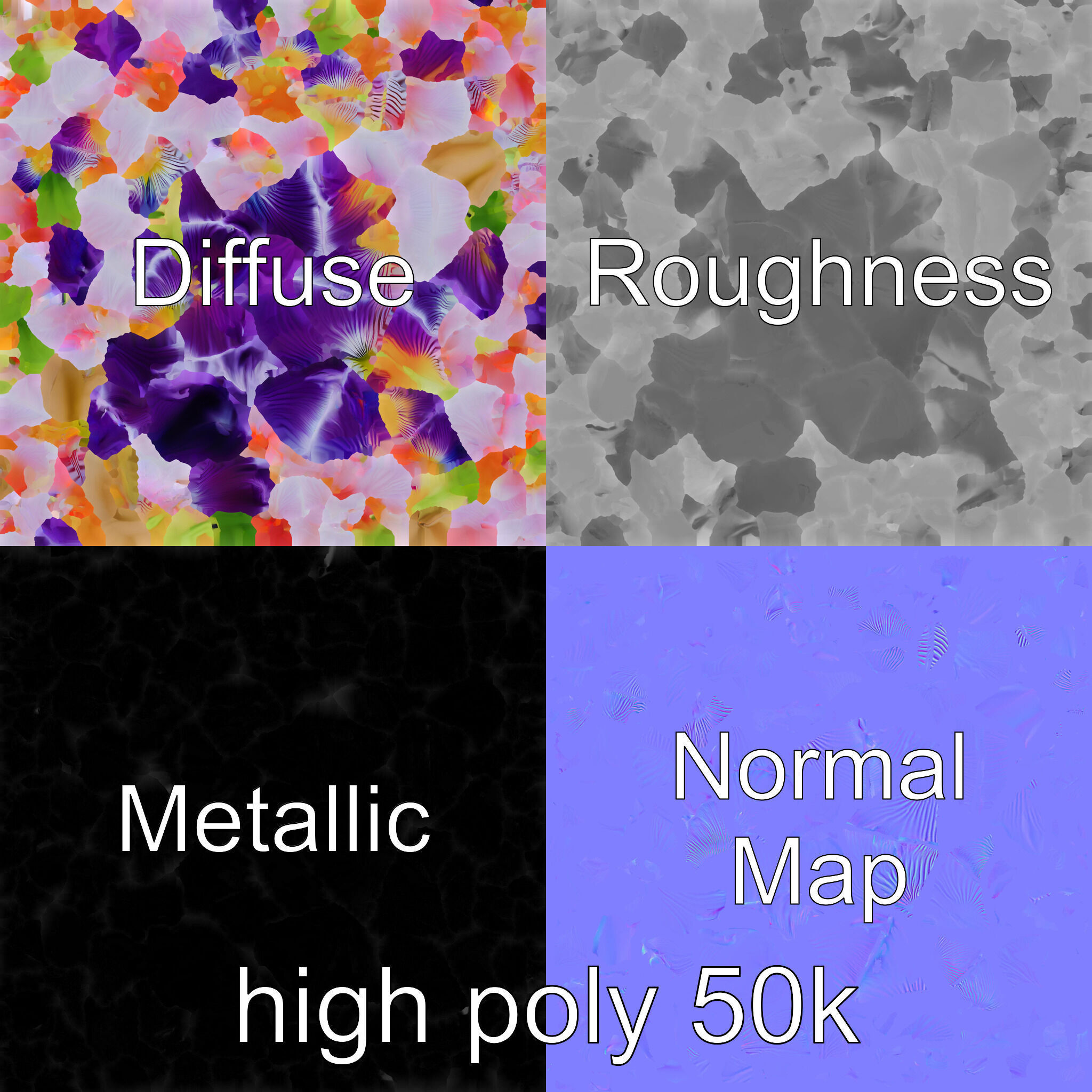 Double Iris Flower Layered Petals model pack Low-poly 3D model_3