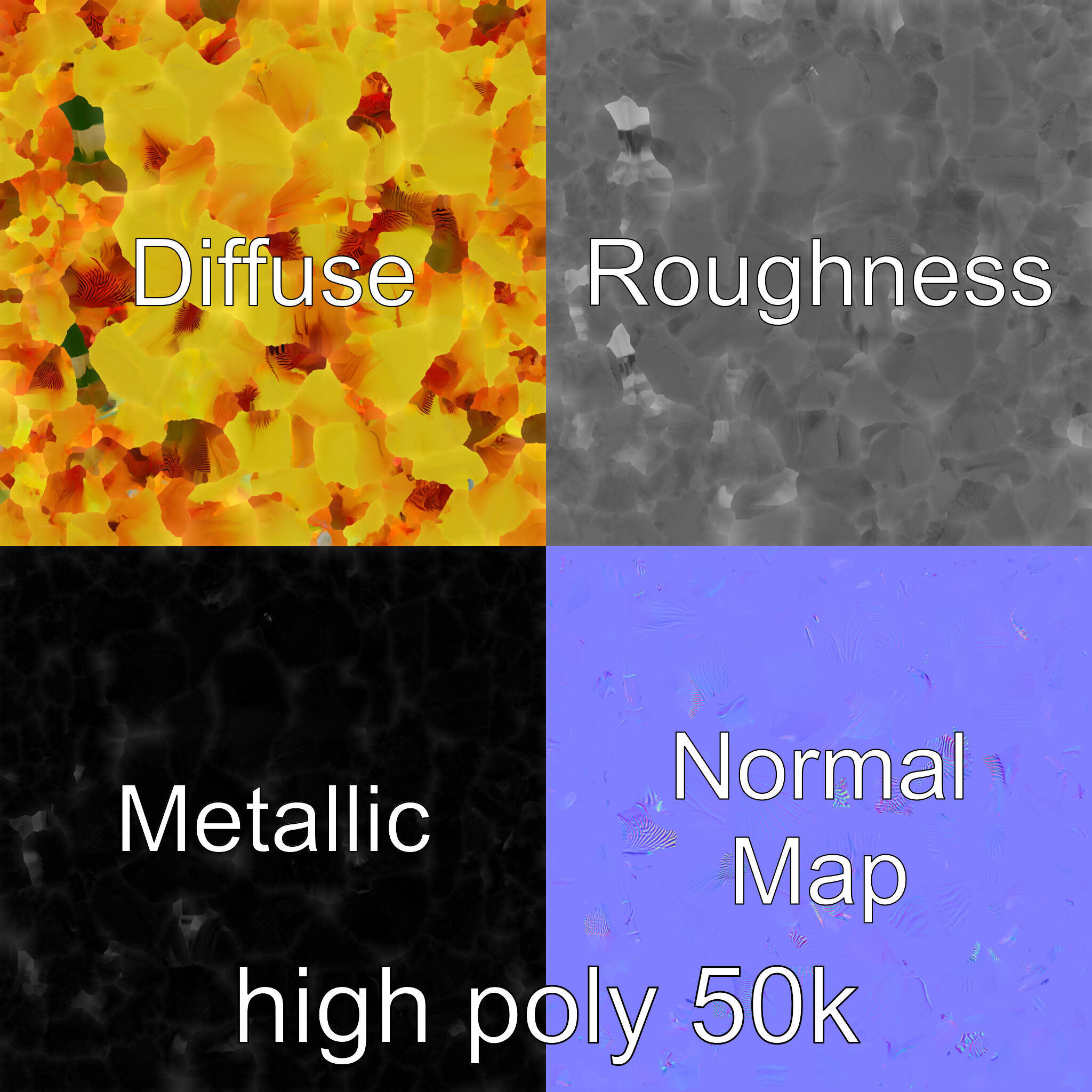 Yellow Iris Flower Model Pack Low-poly 3D model_3