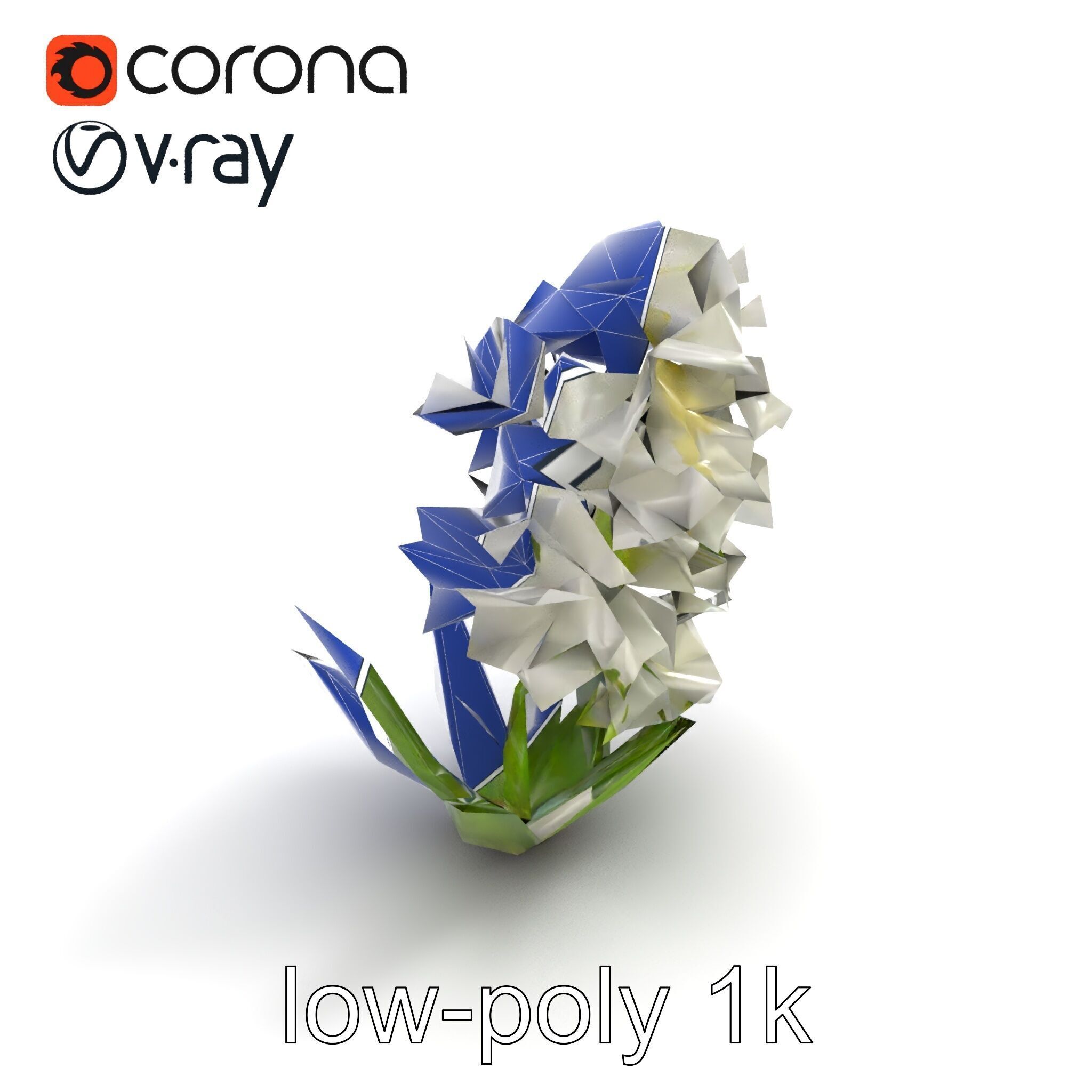 White Hyacinth Flower Realistic Model Pack Low-poly 3D model_15