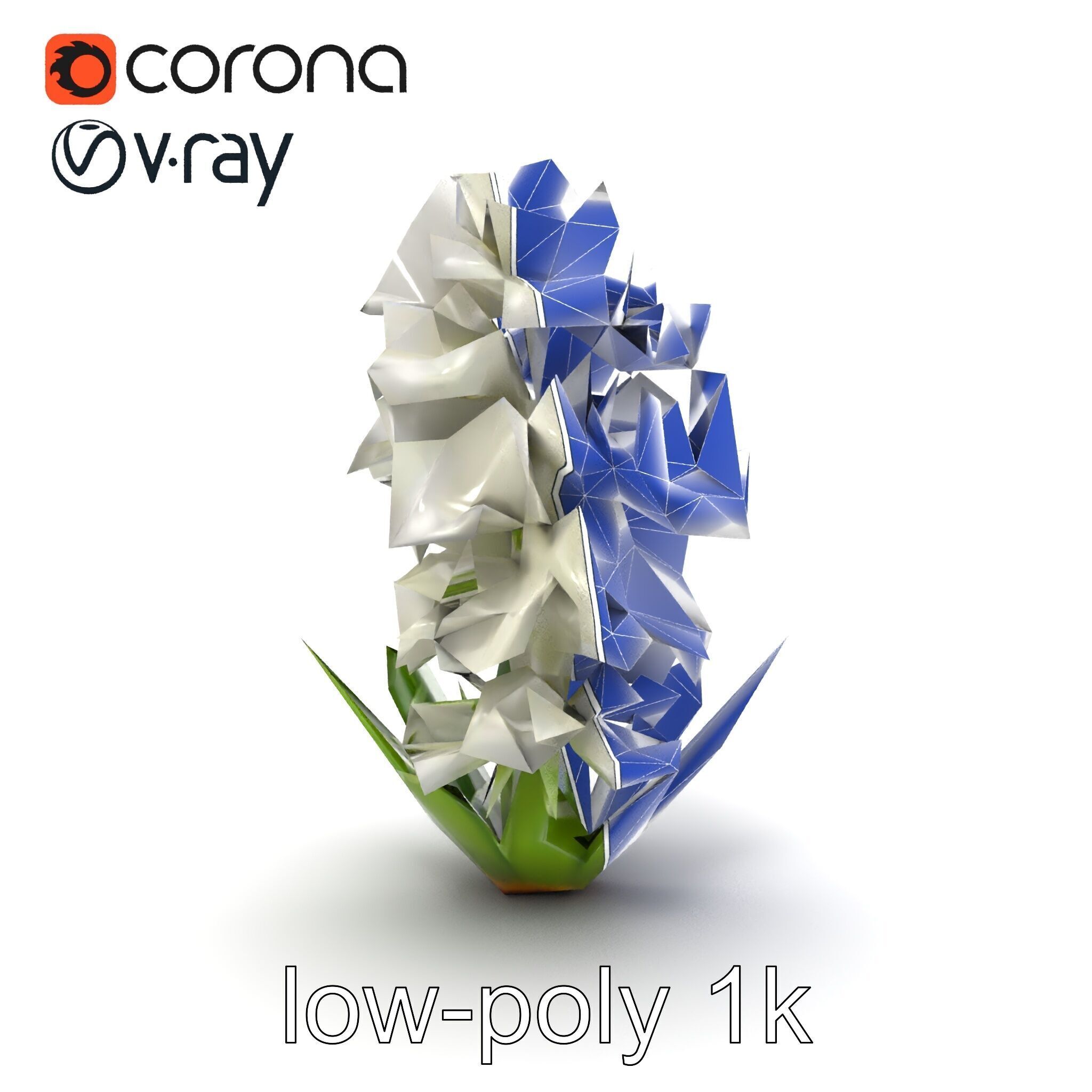 White Hyacinth Flower Realistic Model Pack Low-poly 3D model_16