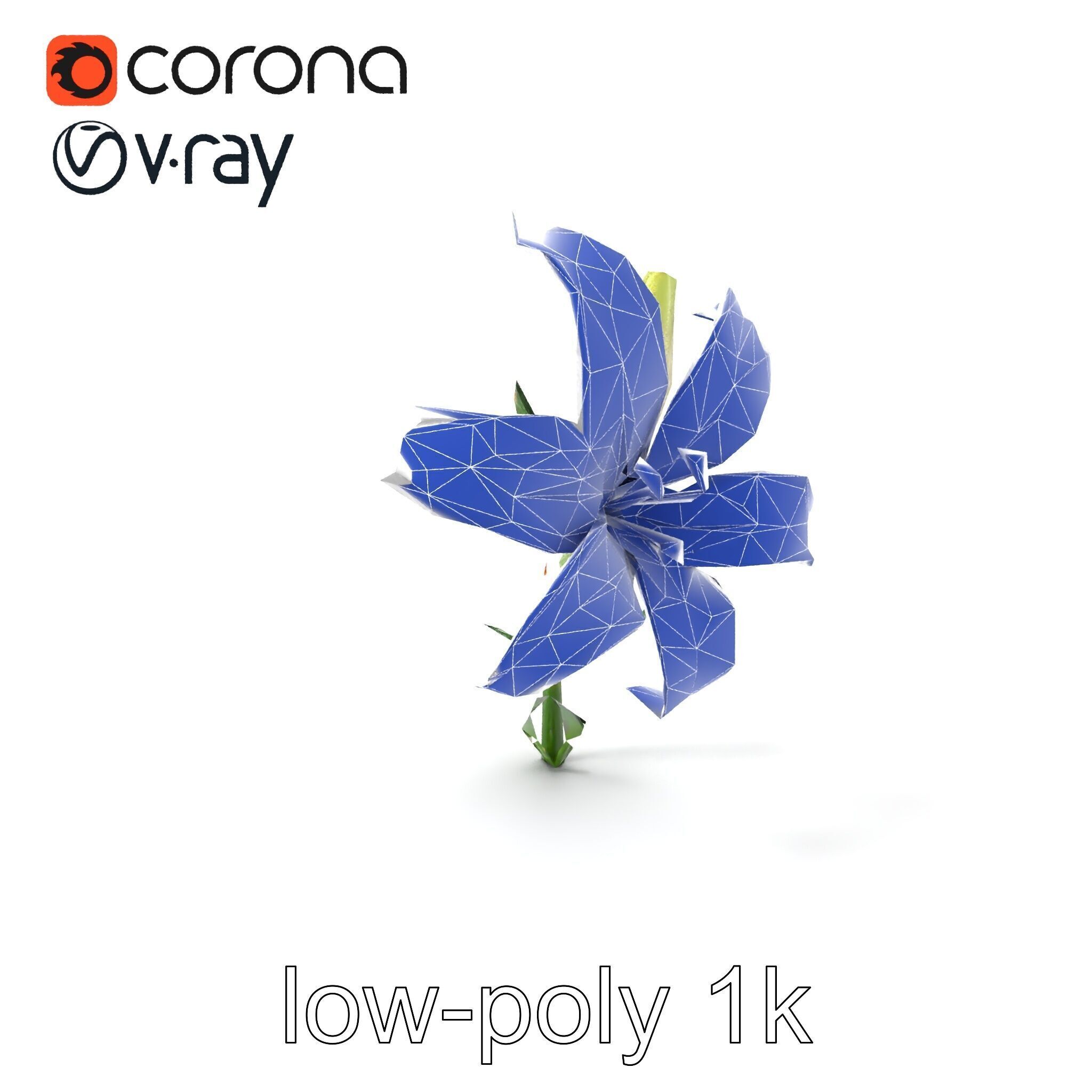 Majestic White Lily Floral Sculpture model pack Low-poly 3D model_7