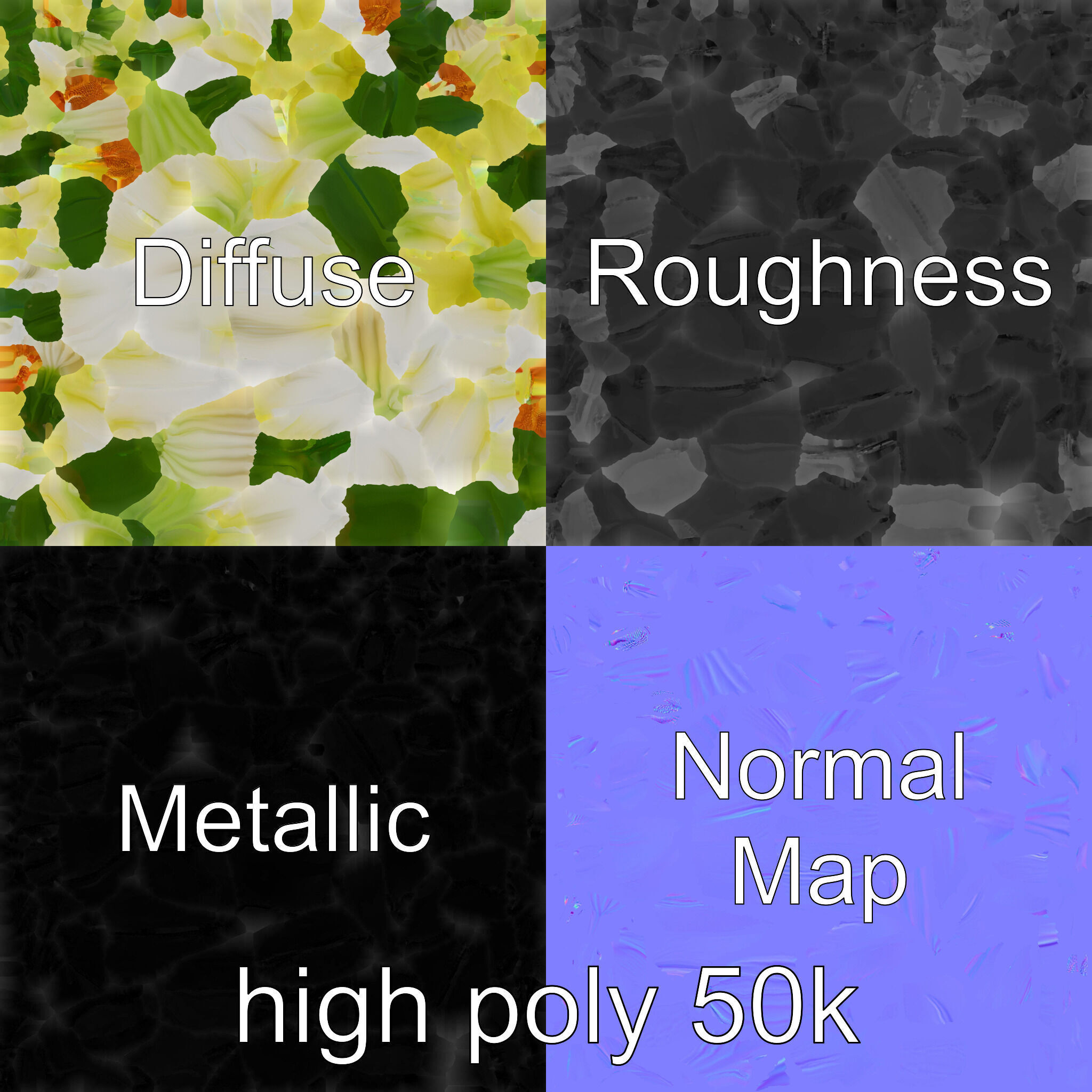 Majestic White Lily Floral Sculpture model pack Low-poly 3D model_3