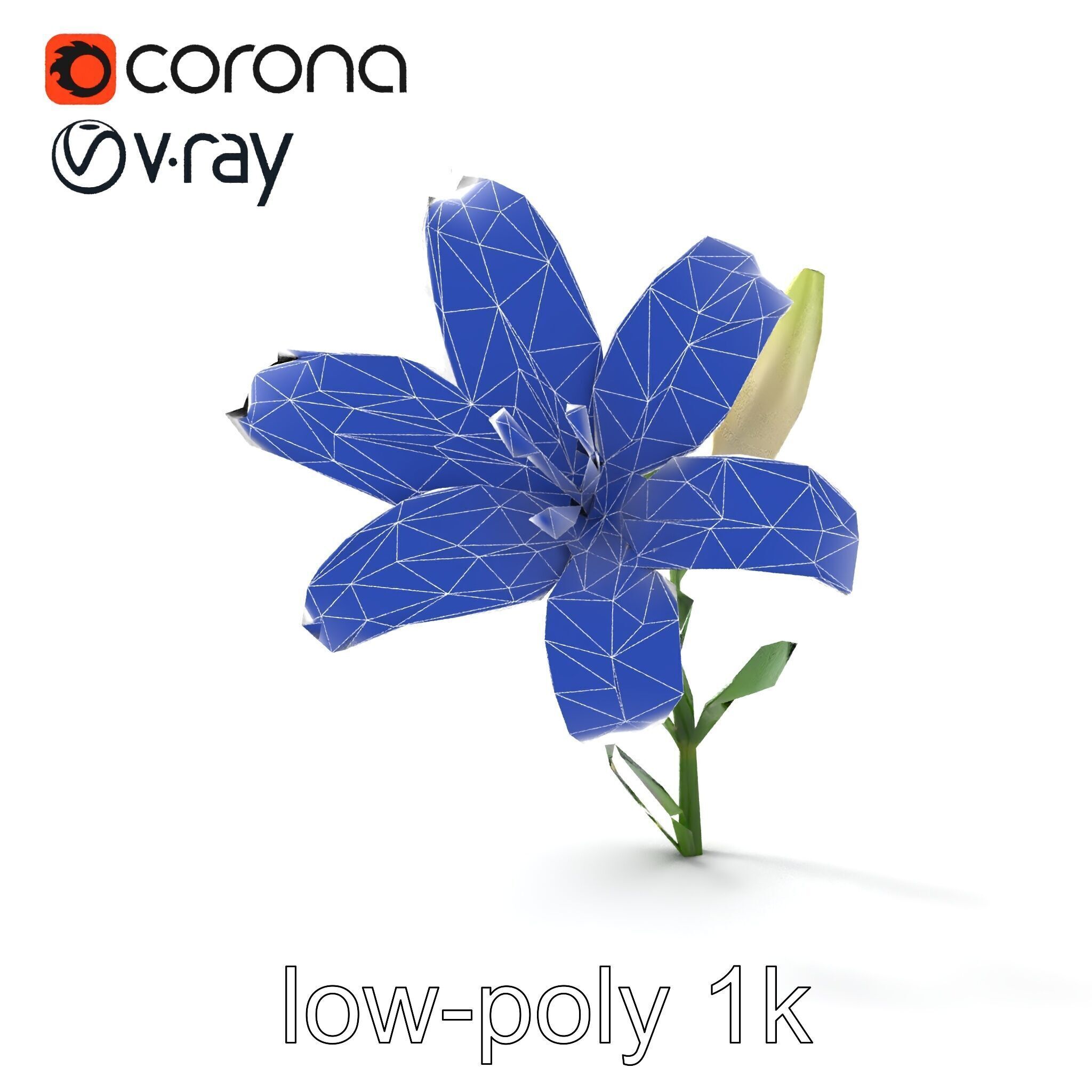 Majestic White Lily Floral Sculpture model pack Low-poly 3D model_29