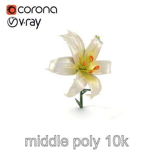 Majestic White Lily Floral Sculpture model pack Low-poly 3D model
